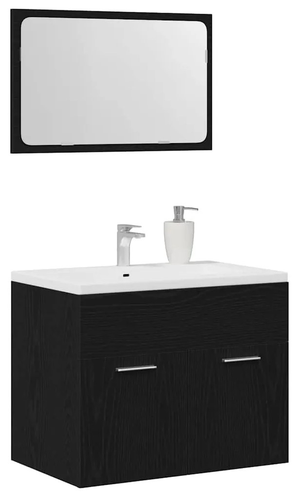 2 pcs conjunto móveis casa de banho carvalho preto