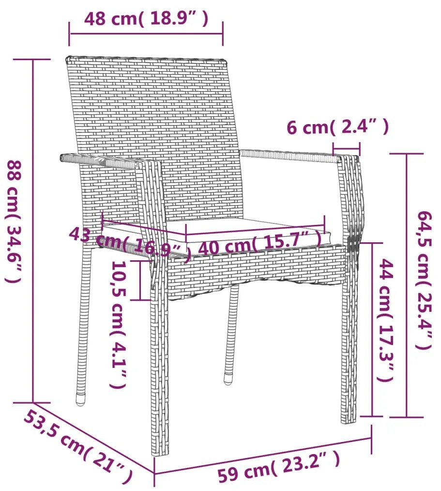 9 pcs conjunto de jantar p/ jardim c/ almofadões vime PE cinza