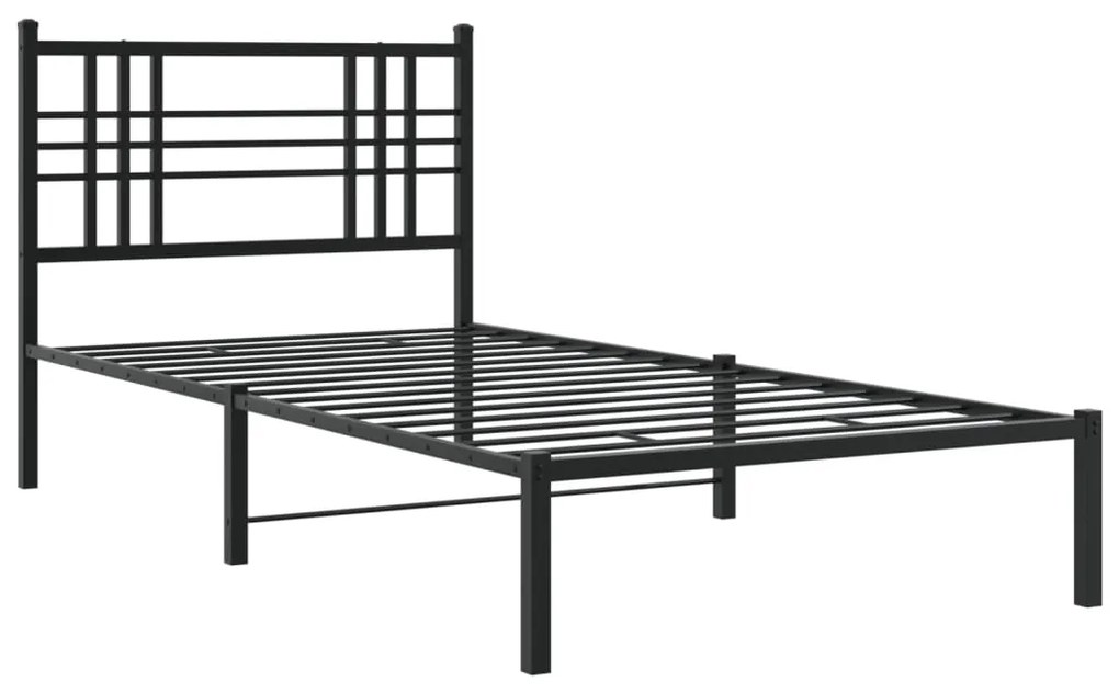 Estrutura de cama com cabeceira 100x190 cm metal preto