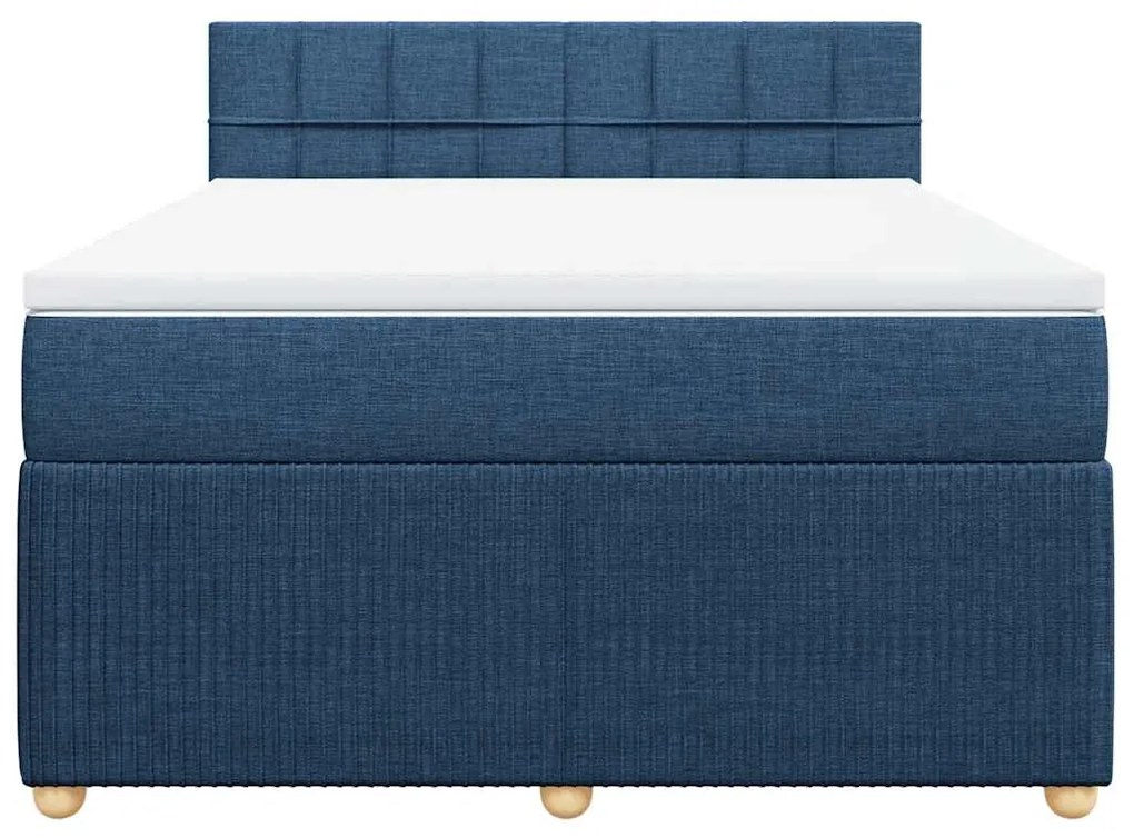 Cama com molas/colchão 160x200 cm tecido azul