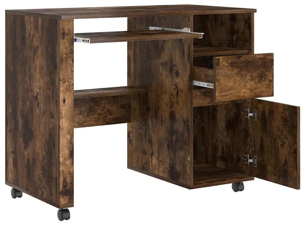 Mesa de Computador Castanha Carvalho Fumado Madeira engenheirada