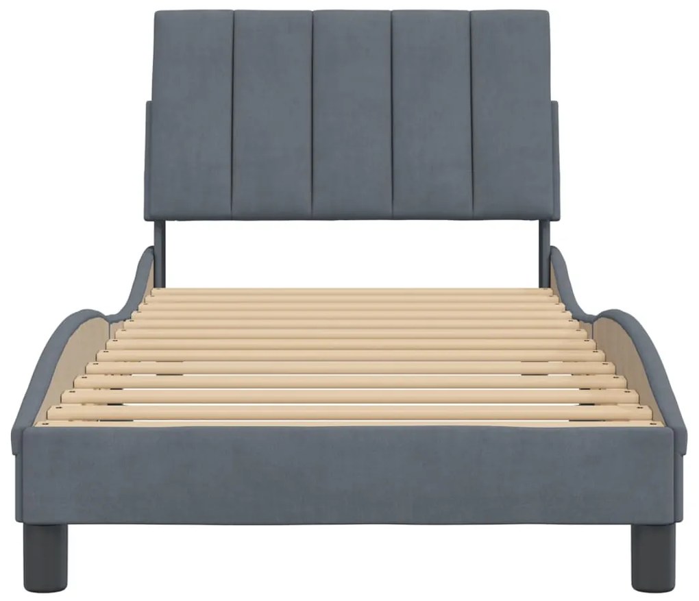 Estrutura de cama sem colchão 90x190 cm veludo cinzento-escuro