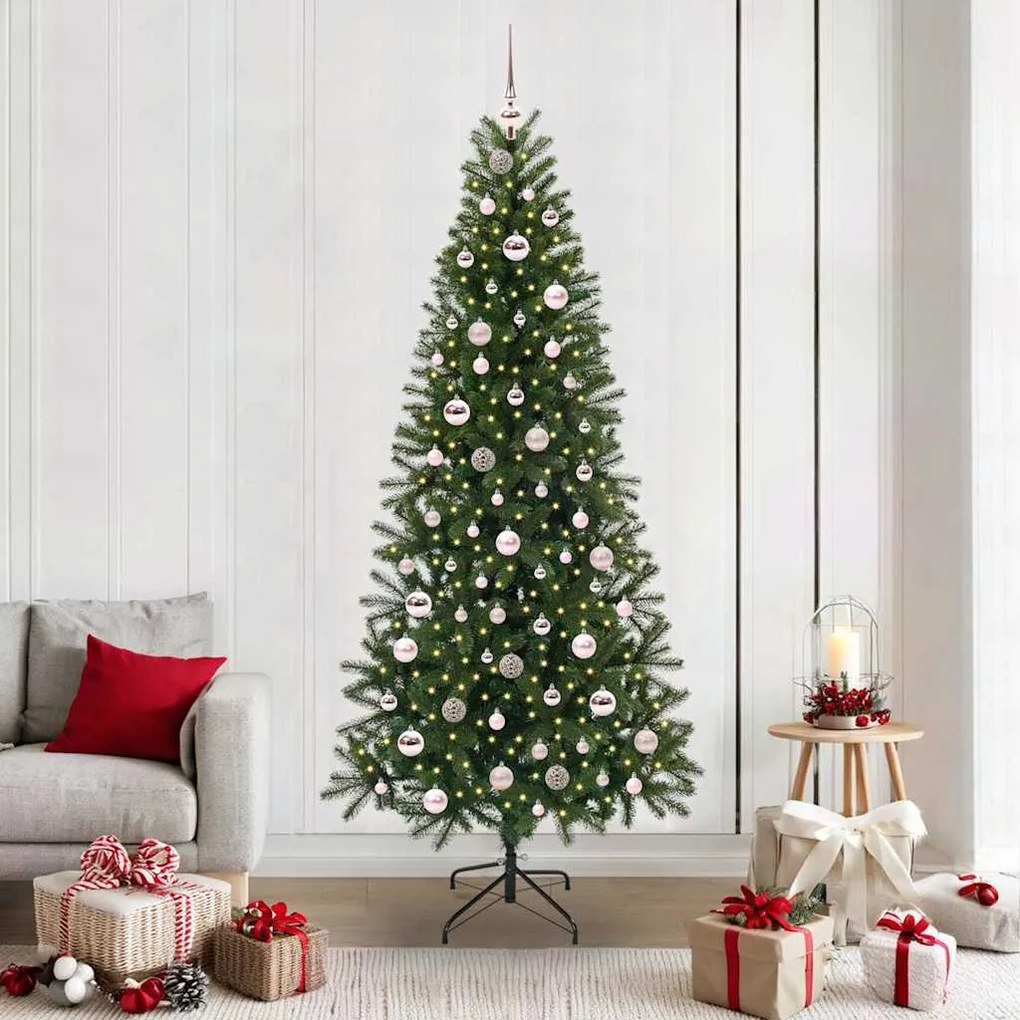 vidaXL Árvore de Natal Artificial com 300 LEDs Verde 210 cm PE e PVC