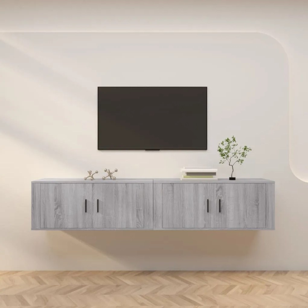 vidaXL Móveis de TV de parede 2 pcs 100x34,5x40 cm cinzento sonoma
