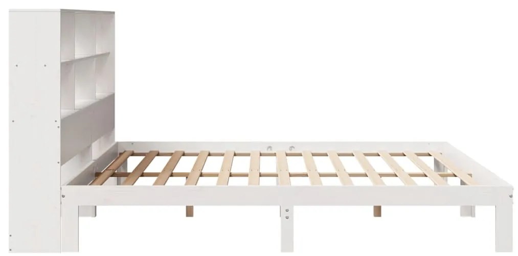 Cama com estante sem colchão 180x200 cm pinho maciço branco