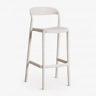 Pack De 4 Bancos Altos De Jardim Empilháveis Em Polipropileno Brenza ↑75 Cm & Branco Pedra - Sklum
