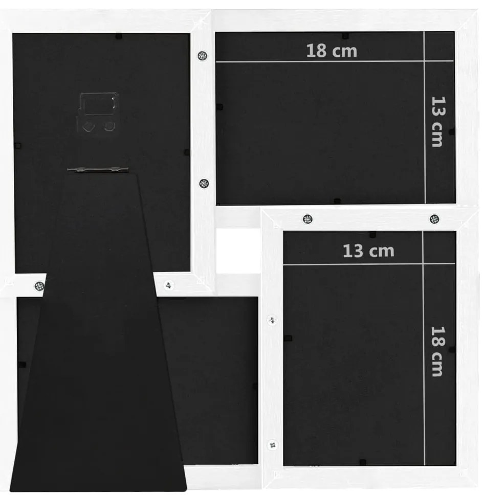 Moldura para 4x(13x18 cm) fotografias MDF branco