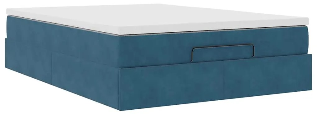 Estrutura de cama otomana com colchão 140x190cm azul escuro