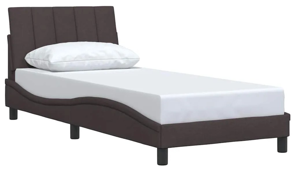 Estrutura de cama sem colchão 90x200 cm tecido castanho-escuro