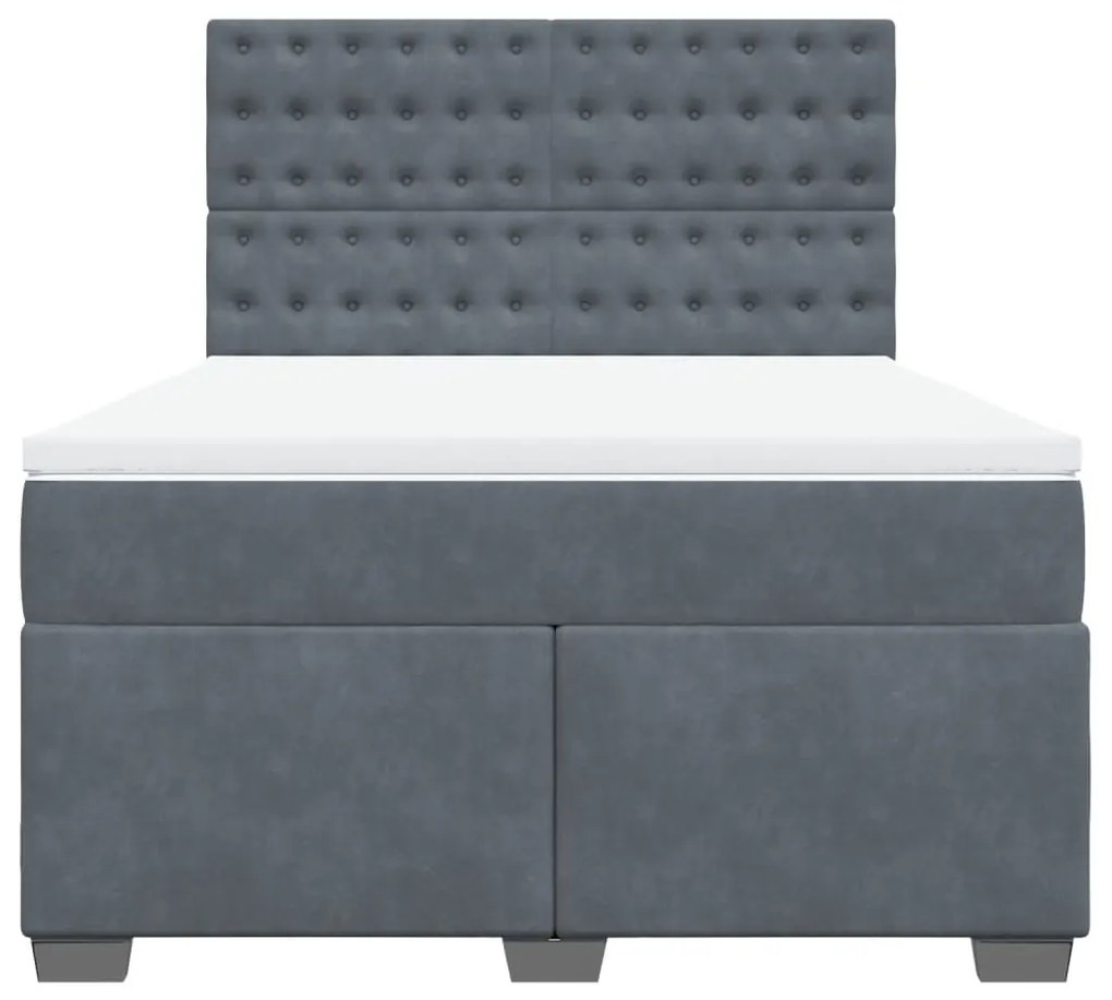 Cama com molas/colchão 140x200 cm veludo cinzento-escuro