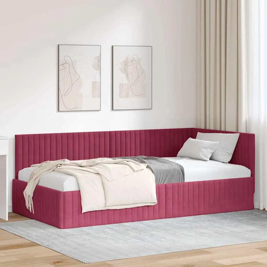 vidaXL Estrutura de Cama de Canto Vinho Vermelho 100 cm x 200 cm