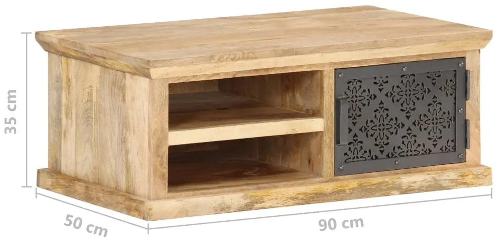 Mesa de centro c/ porta 90x50x35 cm madeira de mangueira maciça
