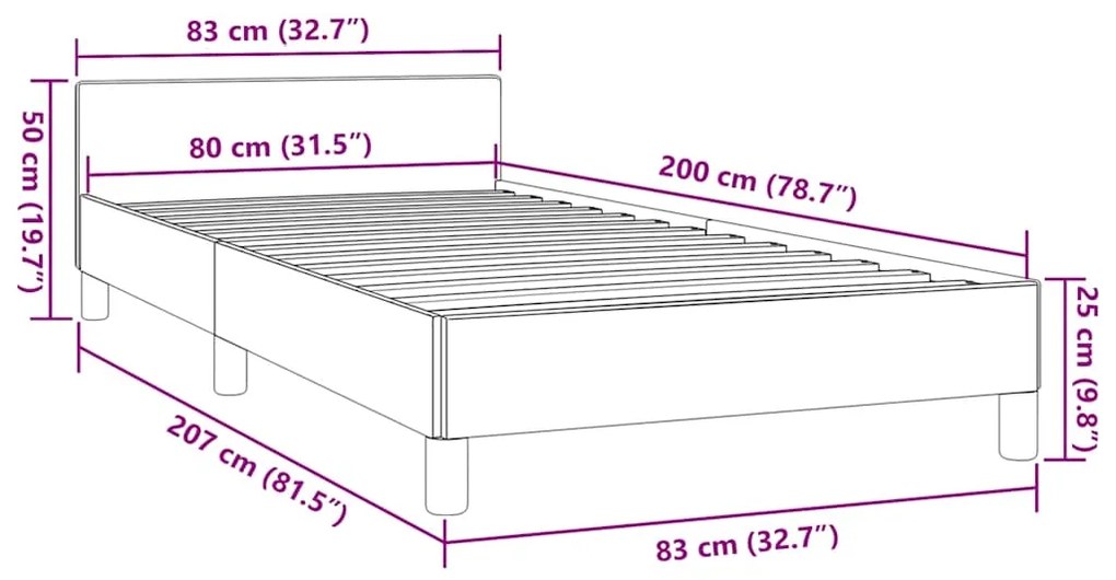 Estrutura cama c/ cabeceira sem colchão 80x200 cm cappuccino
