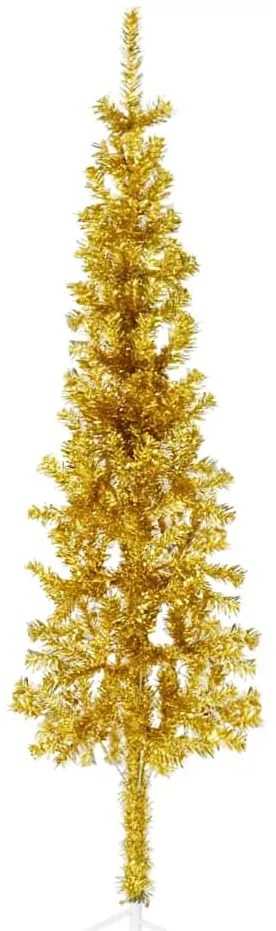 Meia árvore de Natal fina com suporte 150 cm dourado
