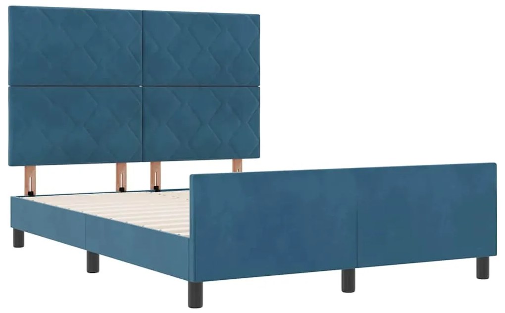 Cama vidaXL Azul Escuro 140x200 cm Veludo