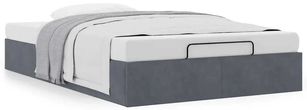 Otomano Bed Frame No Colchão Cinzento Escuro 120x200 cm Veludo