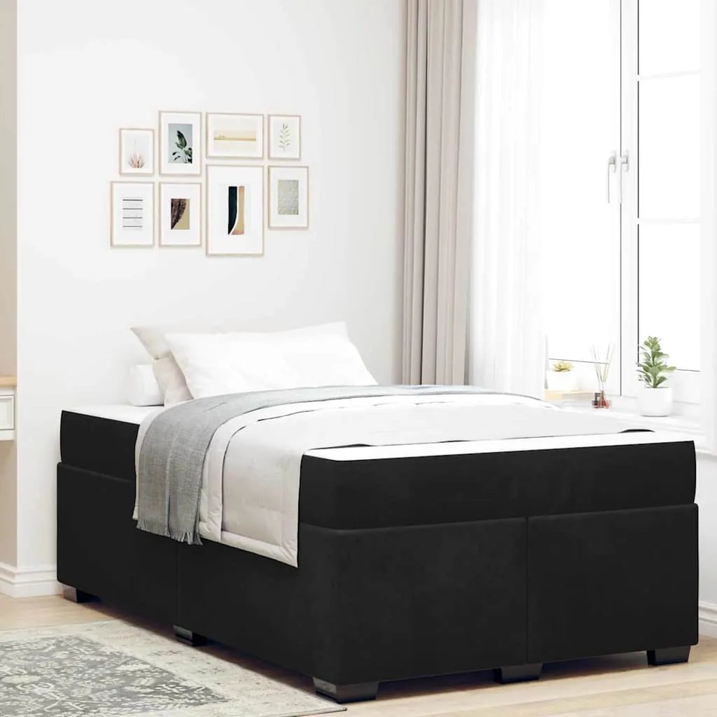 vidaXL Estrutura de cama com colchão Preto 120 x 200 cm Veludo