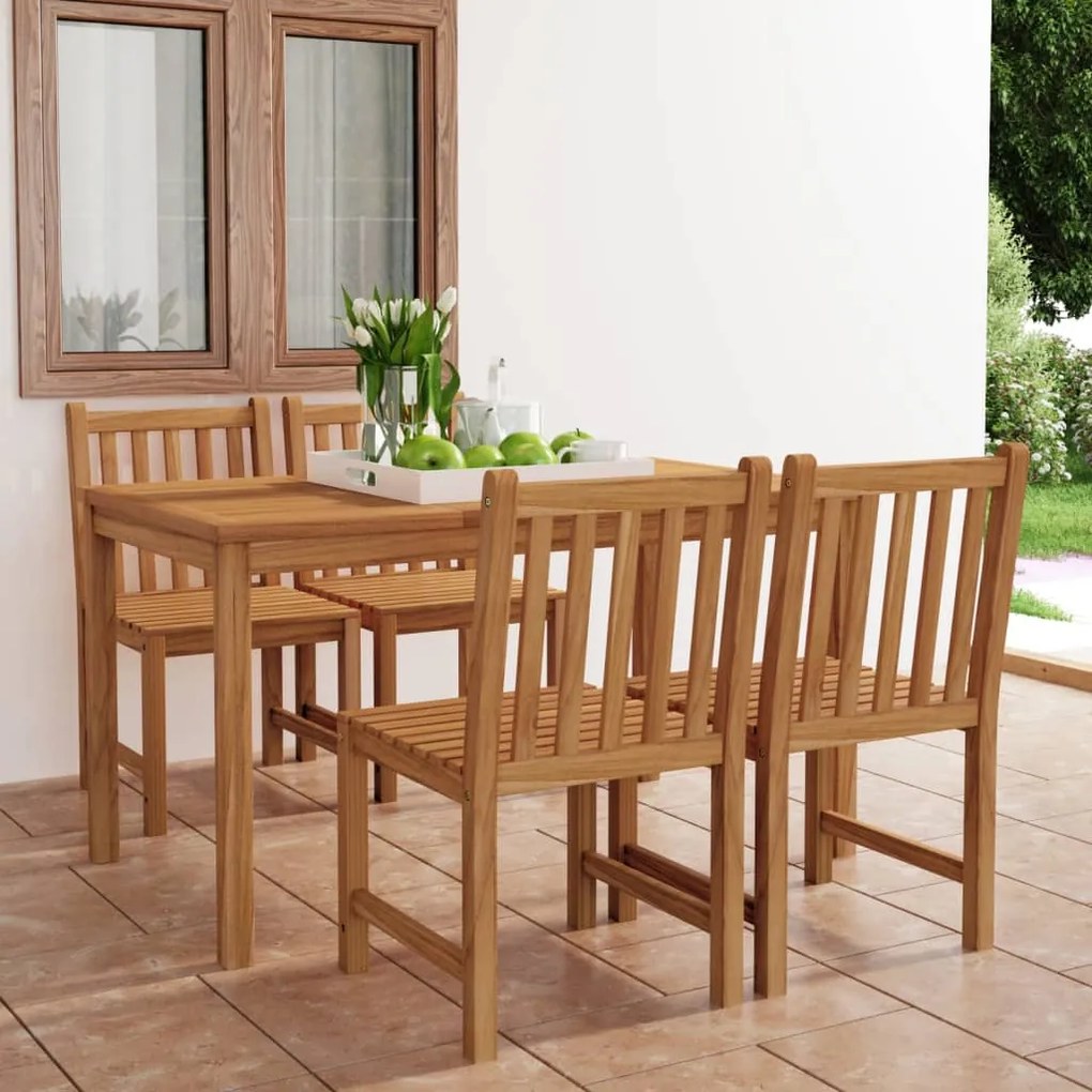 vidaXL 5 pcs conjunto de jantar para jardim madeira de teca maciça