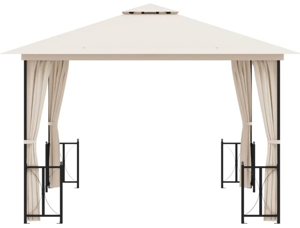 Gazebo com paredes laterais e telhado duplo 3x3 m cor creme