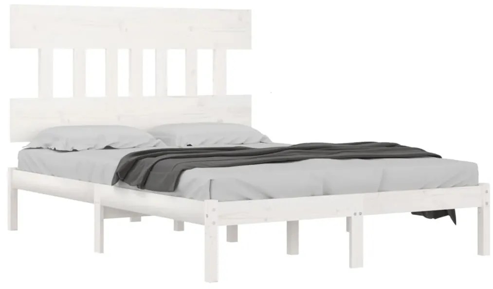 Estrutura cama pequena casal 120x190 cm pinho maciço branco
