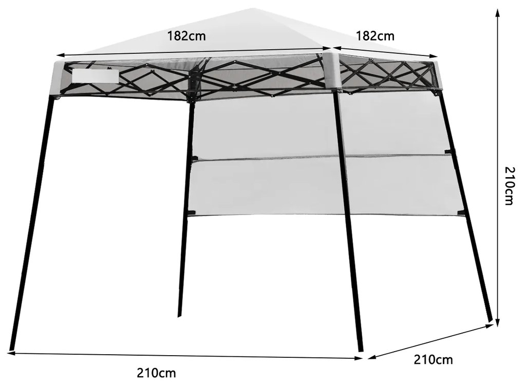 Tenda com abertura automática e pernas inclinadas 182 x 182 cm de proteção solar para exterior branco