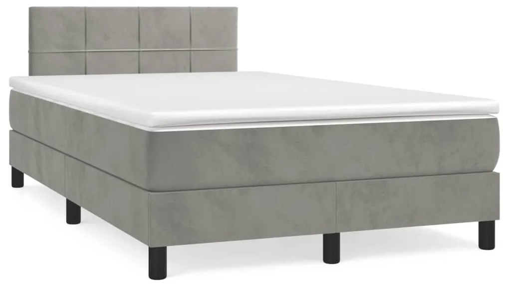 vidaXL Cama boxspring com colchão 120x190 cm veludo cinzento-claro