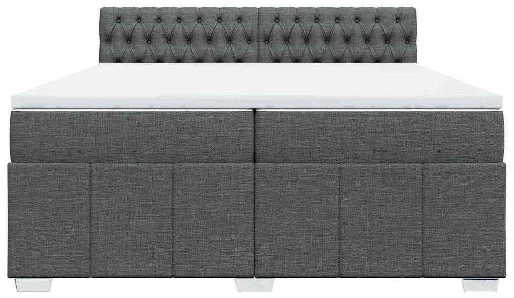 Cama com molas/colchão 200x200 cm tecido cinzento-escuro
