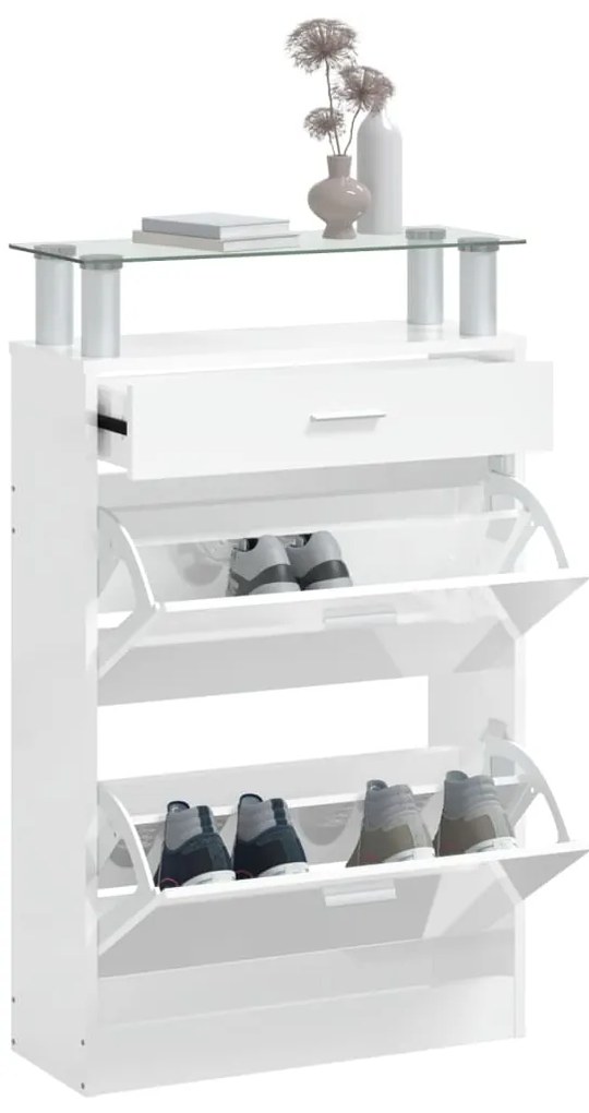 Sapateira 63x24x104 cm derivados de madeira branco brilhante