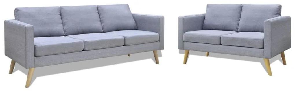 Conjunto de sofás de 2 lugares e 3 lugares tecido cinza claro