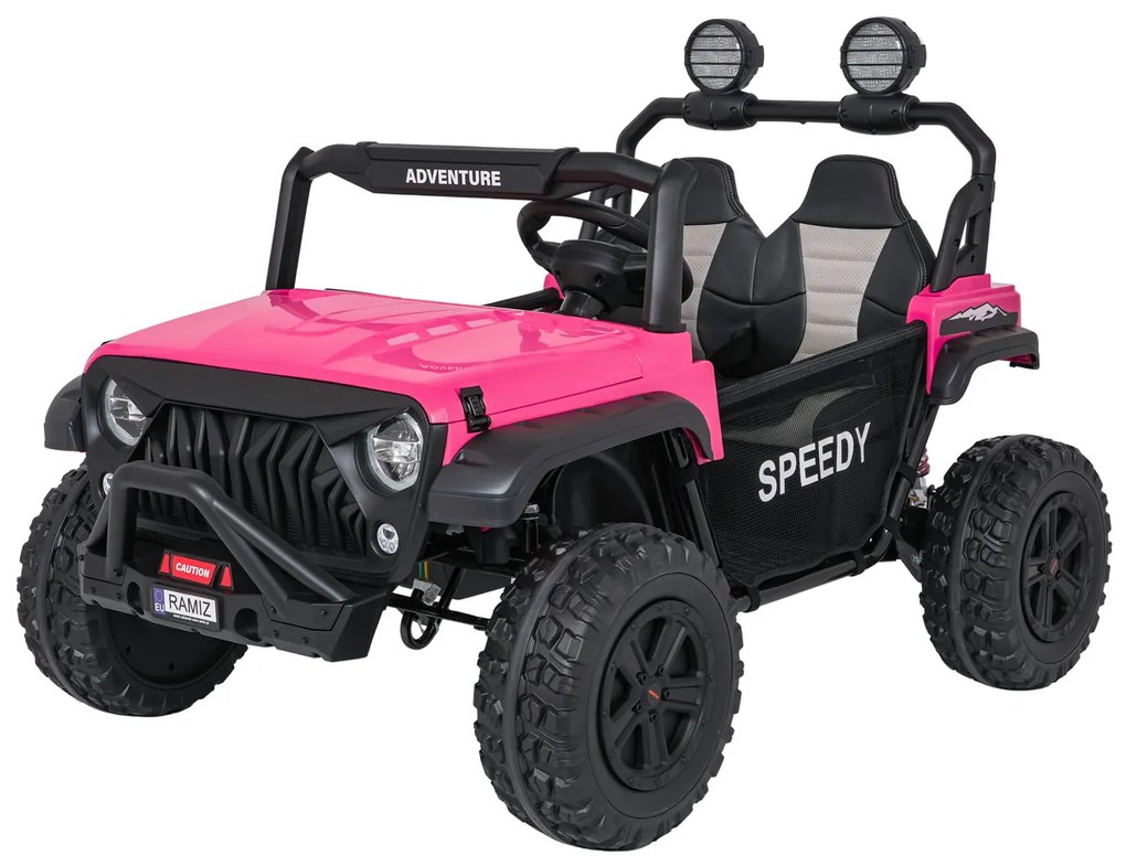 Jipe elétrico para Crianças 2 Lugares 24V 4x4 PASSION 4x4 Off-Road Rodas Espuma EVA, Assento couro ecológico Rosa