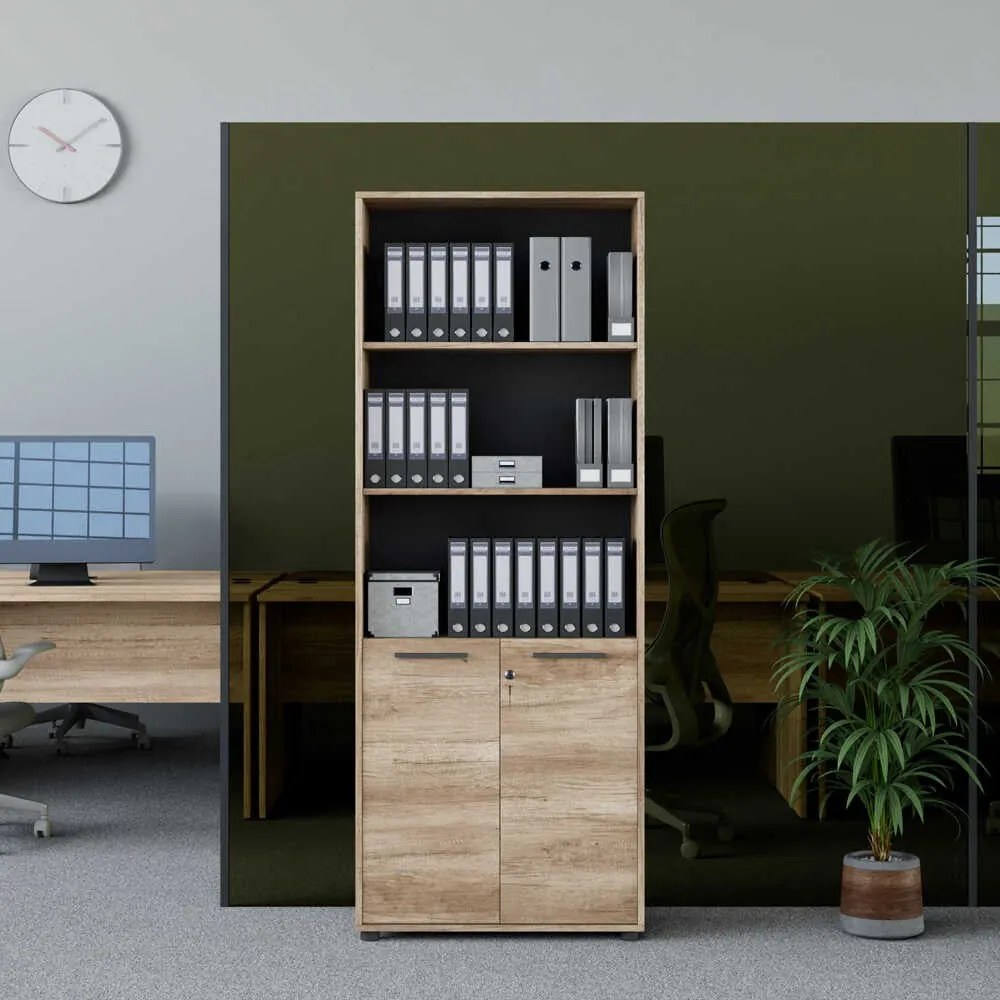 Estante "Noceto" - Nogueira Clara - 72x187x34cm - Design Moderno