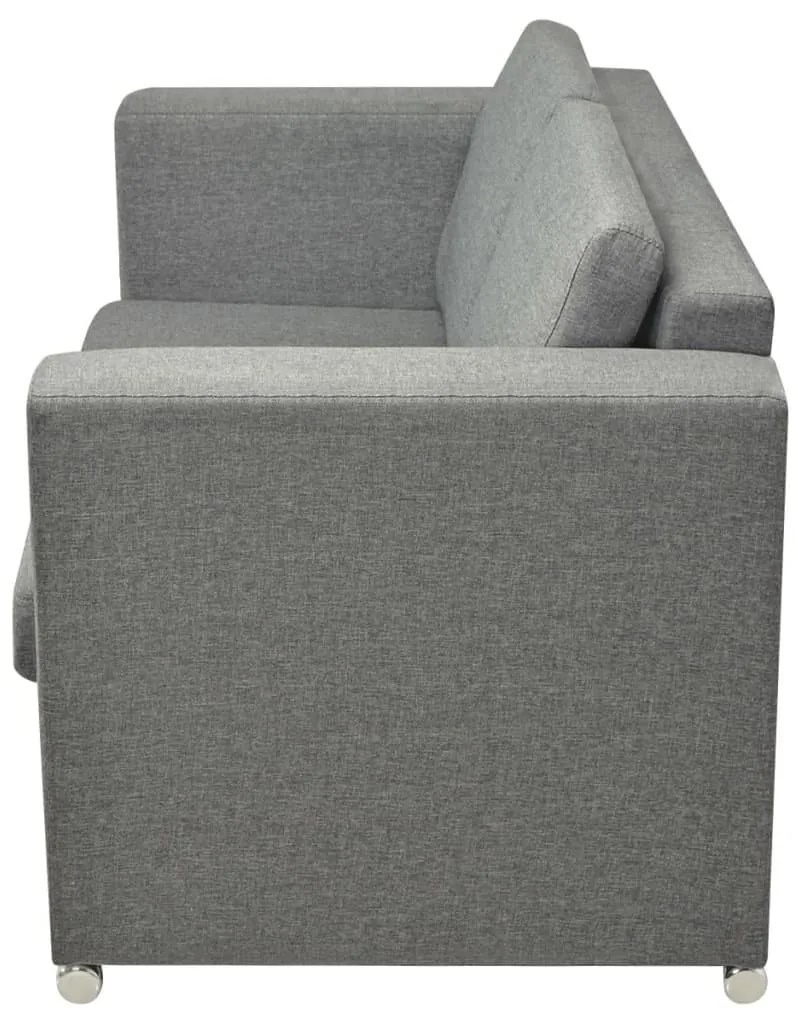 Conjunto de sofás, 2 pcs, tecido cinzento claro