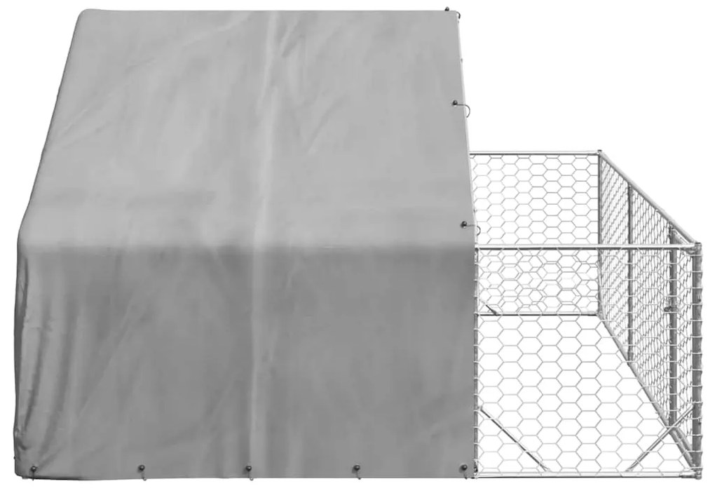 Canil exterior para cães com corredor 3x3x1,9 m aço galvanizado