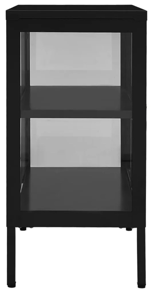 Aparador 70x35x70 cm vidro e aço preto