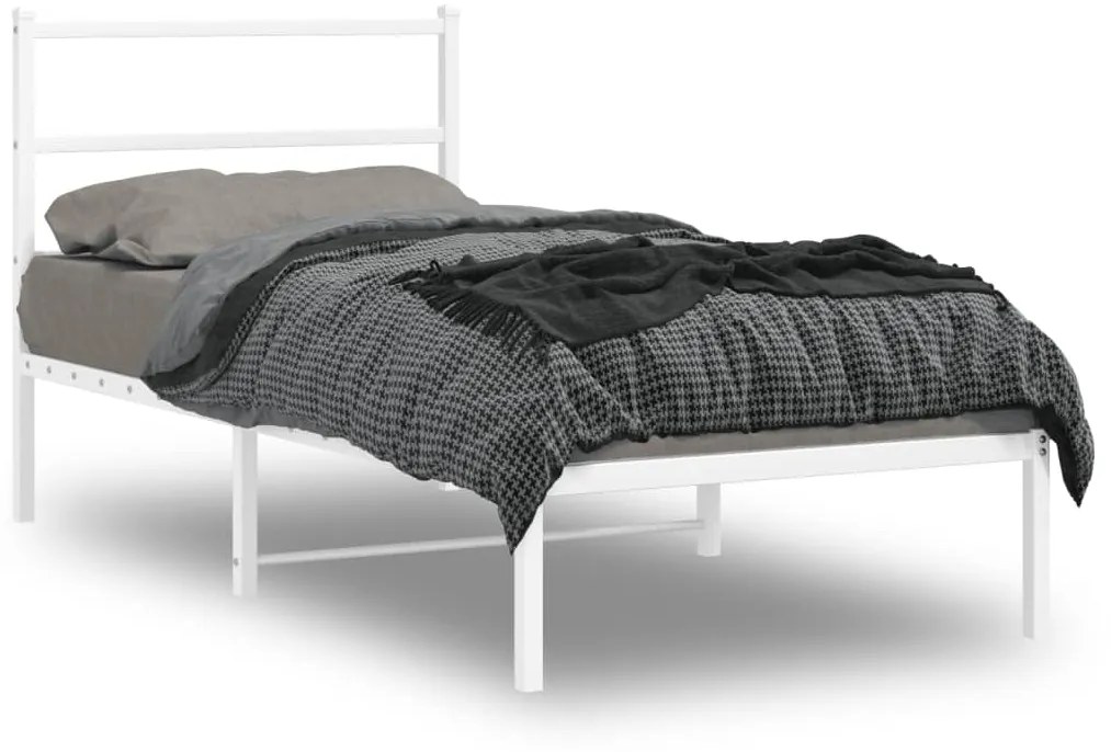 Estrutura de cama com cabeceira 90x190 cm metal branco