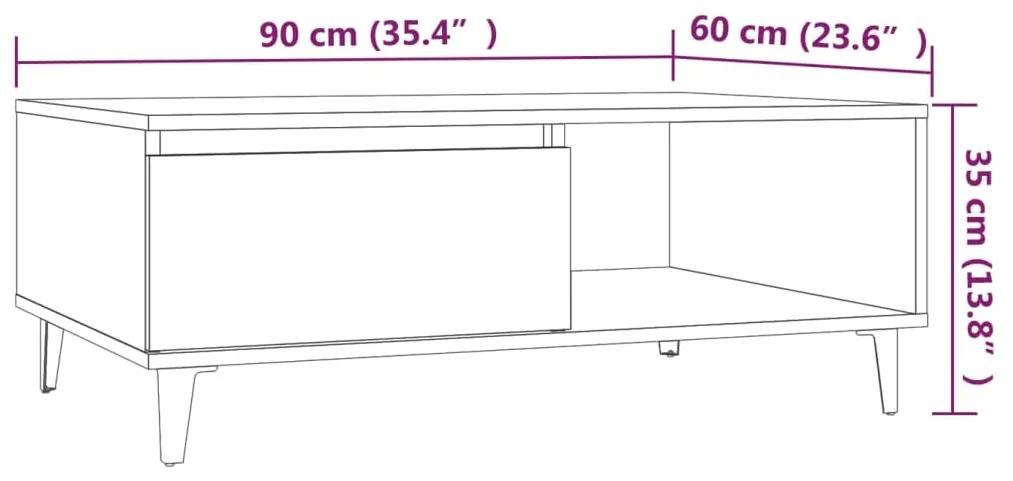 Mesa de centro 90x60x35 cm aglomerado carvalho castanho