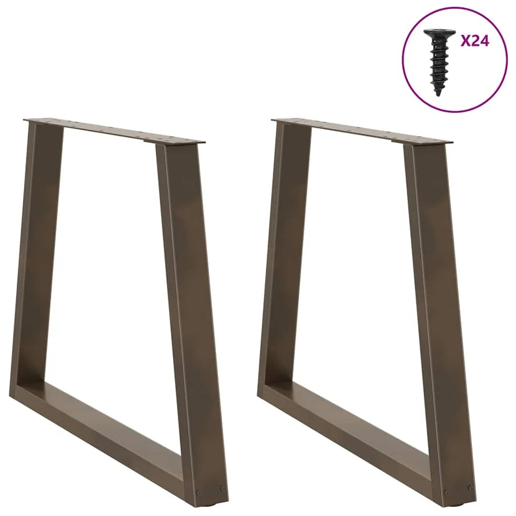 Pés para mesa de jantar em formato de V, 2 peças, aço natural, 80x(72-