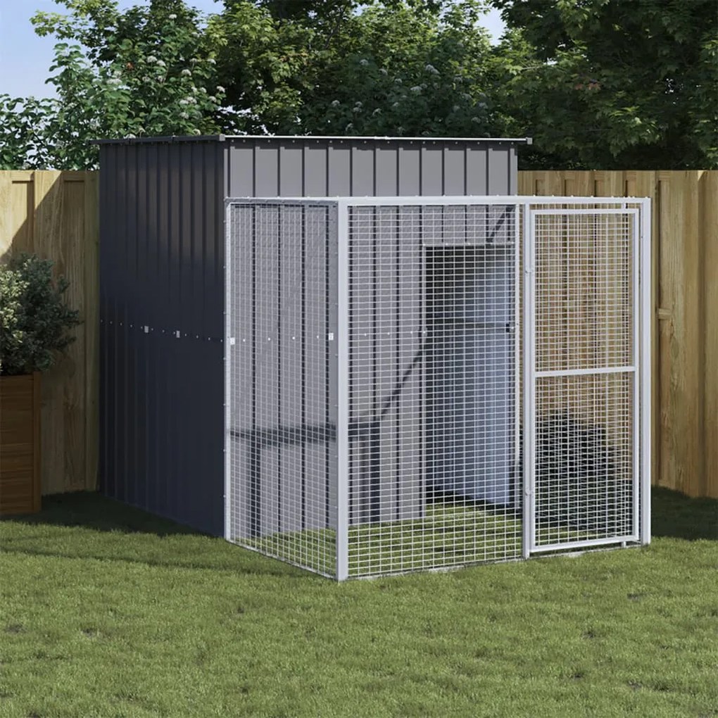 vidaXL Galinheiro com anexo 165x251x181 cm aço galvanizado antracite