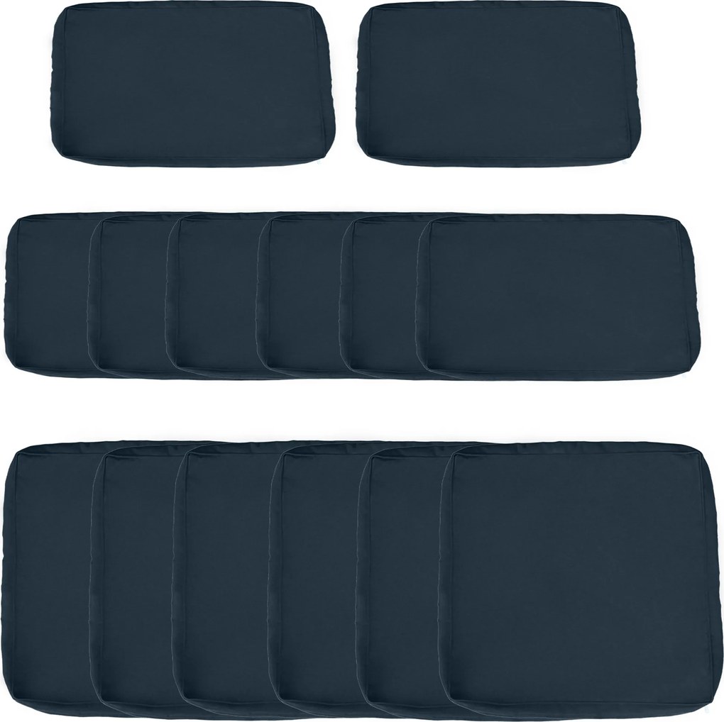 Outsunny Conjunto de 14 Capas de Substituição para Almofadas de Sala de Jardim - 6 Capas para Almofadas de Assento, 8 Capas para Almofadas de Encosto Azul | Aosom Portugal