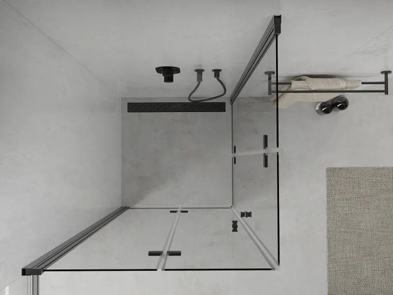 Mexen Lima Duo cabine de duche dobrável 80 x 80 cm, transparente, preta - 856-080-080-70-00-02