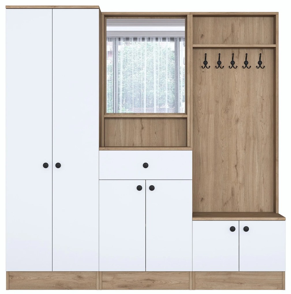 Hall Stand P6 – White/Nogueira – 179,4x182,8x37,5 cm
