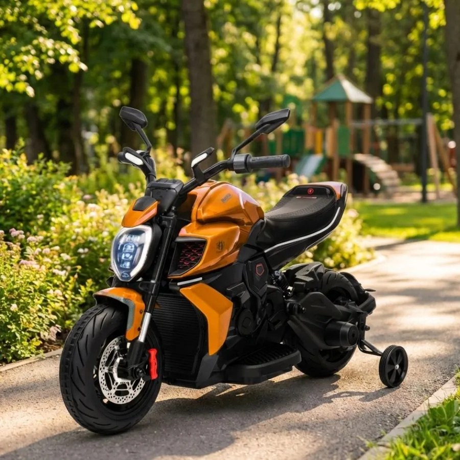 Mota elétrica para Crianças 12V, Ducati Diavel, 2 a 6 anos, Rodas espuma Eva Laranja