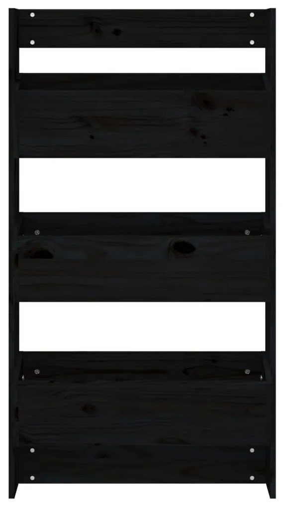 Floreira parede c/ 3 caixas 60x18,5x110cm pinho maciço preto