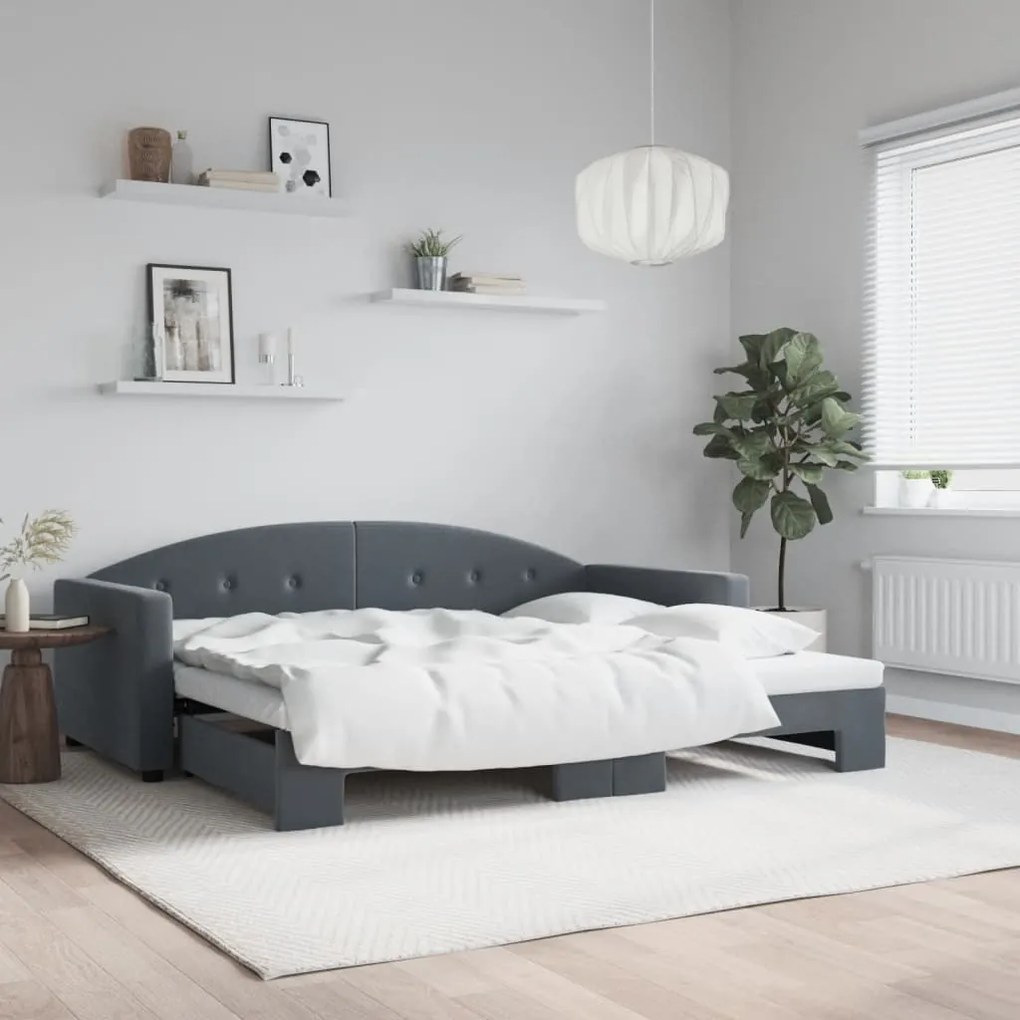 vidaXL Sofá-cama com gavetão 90x200 cm veludo cinzento-escuro