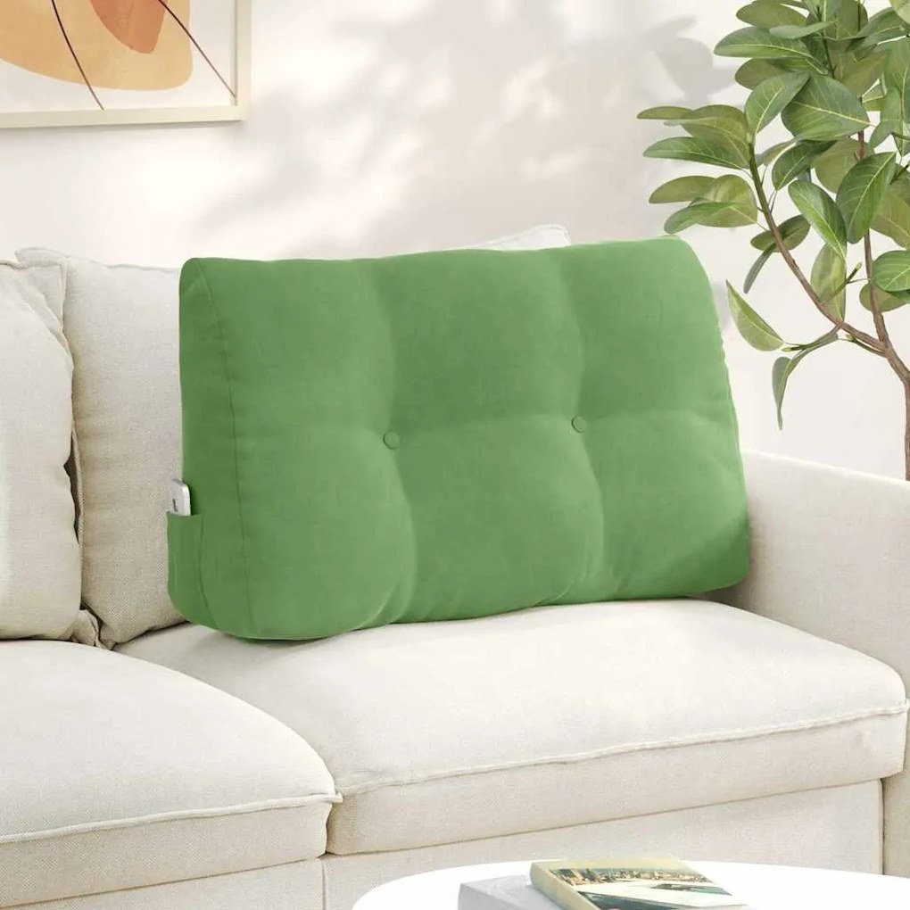 vidaXL Travesseiro para Costas Verde Claro 80 x 24 x 50 cm Veludo