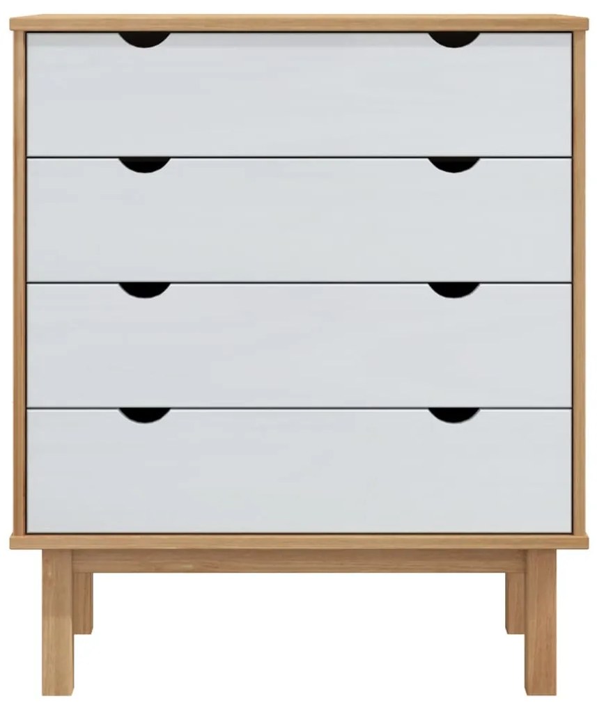 Armário de gavetas OTTA pinho maciço castanho/branco