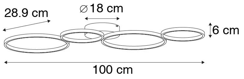 Candeeiro de teto preto com LED 3 passos de dimmer 4 luzes - Lupolo