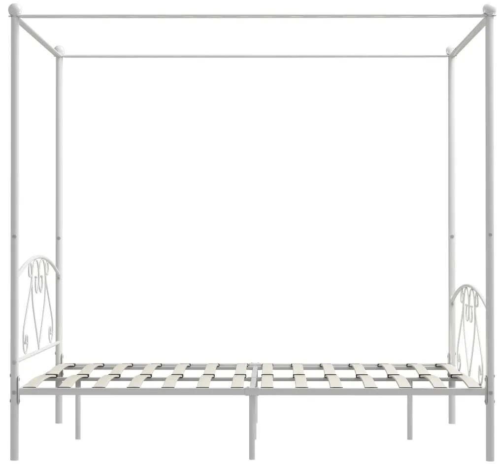Estrutura de cama com dossel metal branco 140x200 cm