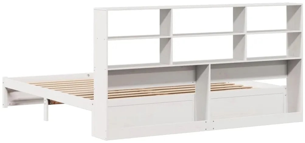 Cama com estante sem colchão 180x200 cm pinho maciço branco