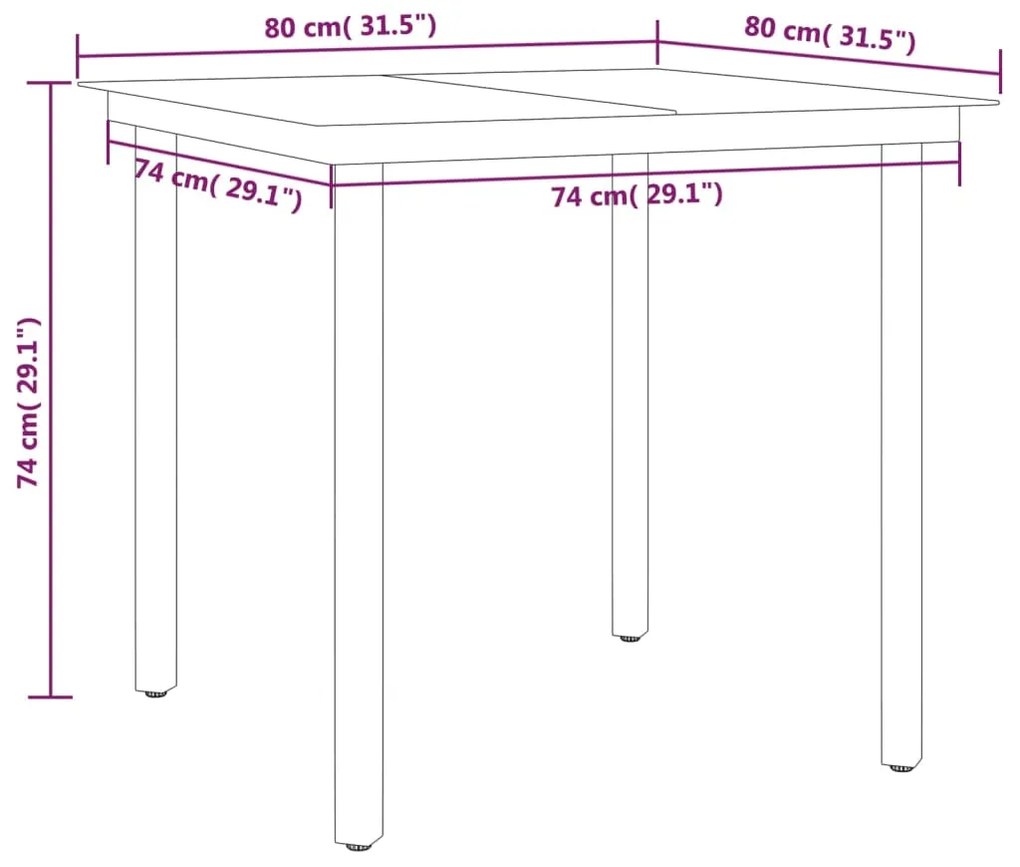 5 pcs Conjunto de jantar para jardim preto